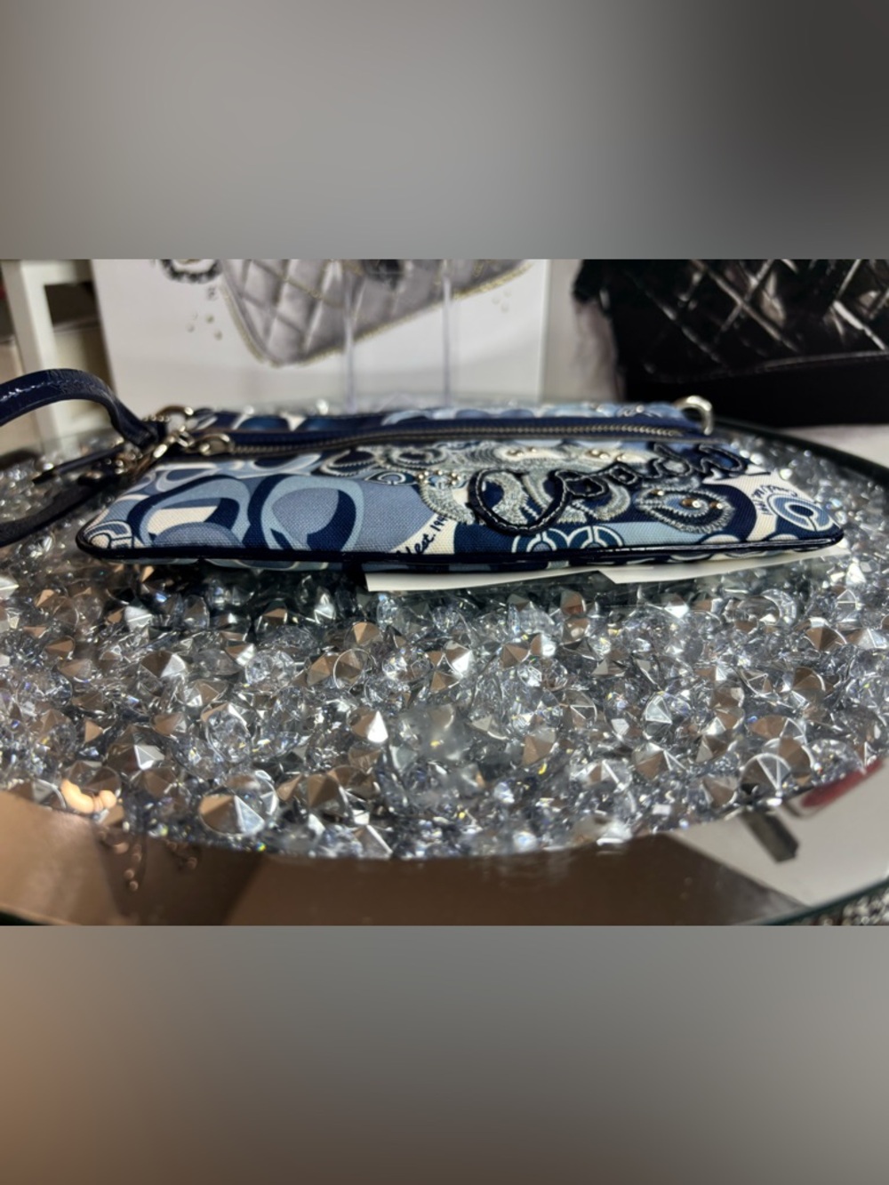 Coach Poppy Blue Denim Glam wristlet NWOT - Picture 8 of 12